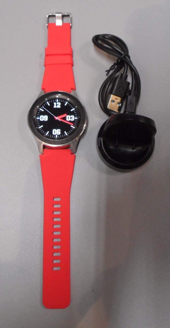 Samsung Galaxy Watch SM-R800 Smartwatch 46mm Stainless Steel – Silver/RED