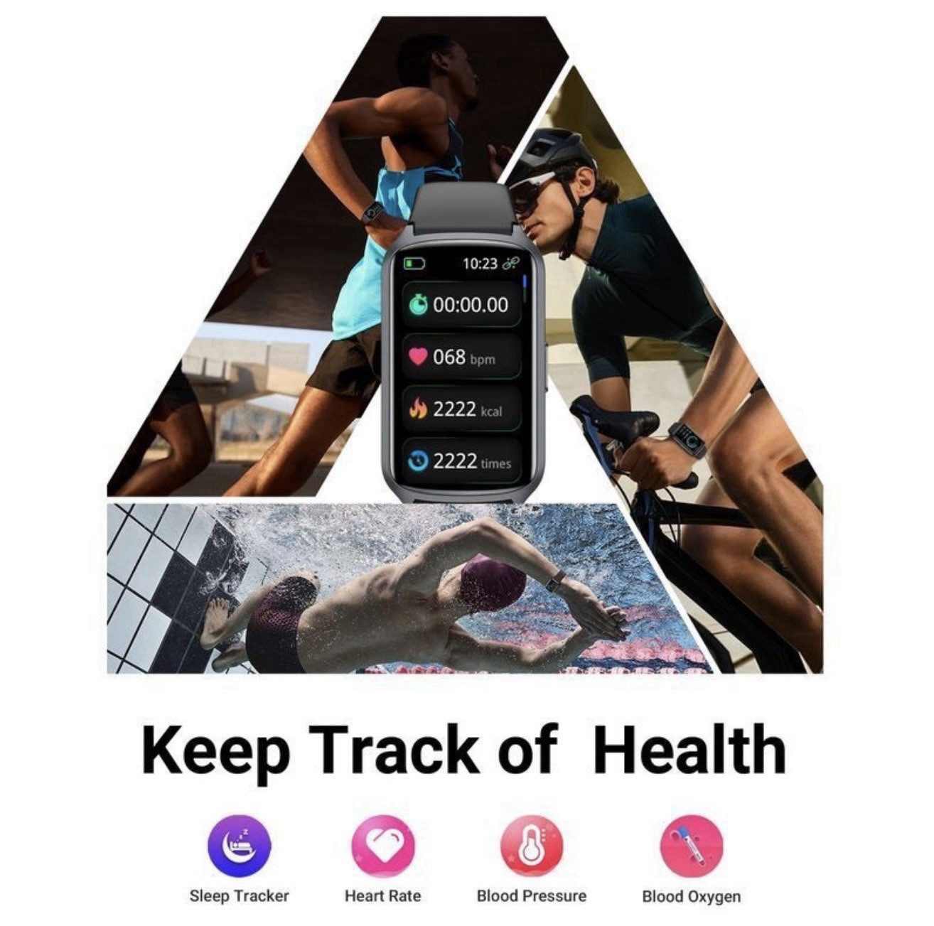 Health Fitness Tracker with 24/7 Heart Rate, Blood Oxygen, Blood Pressure, Sleep