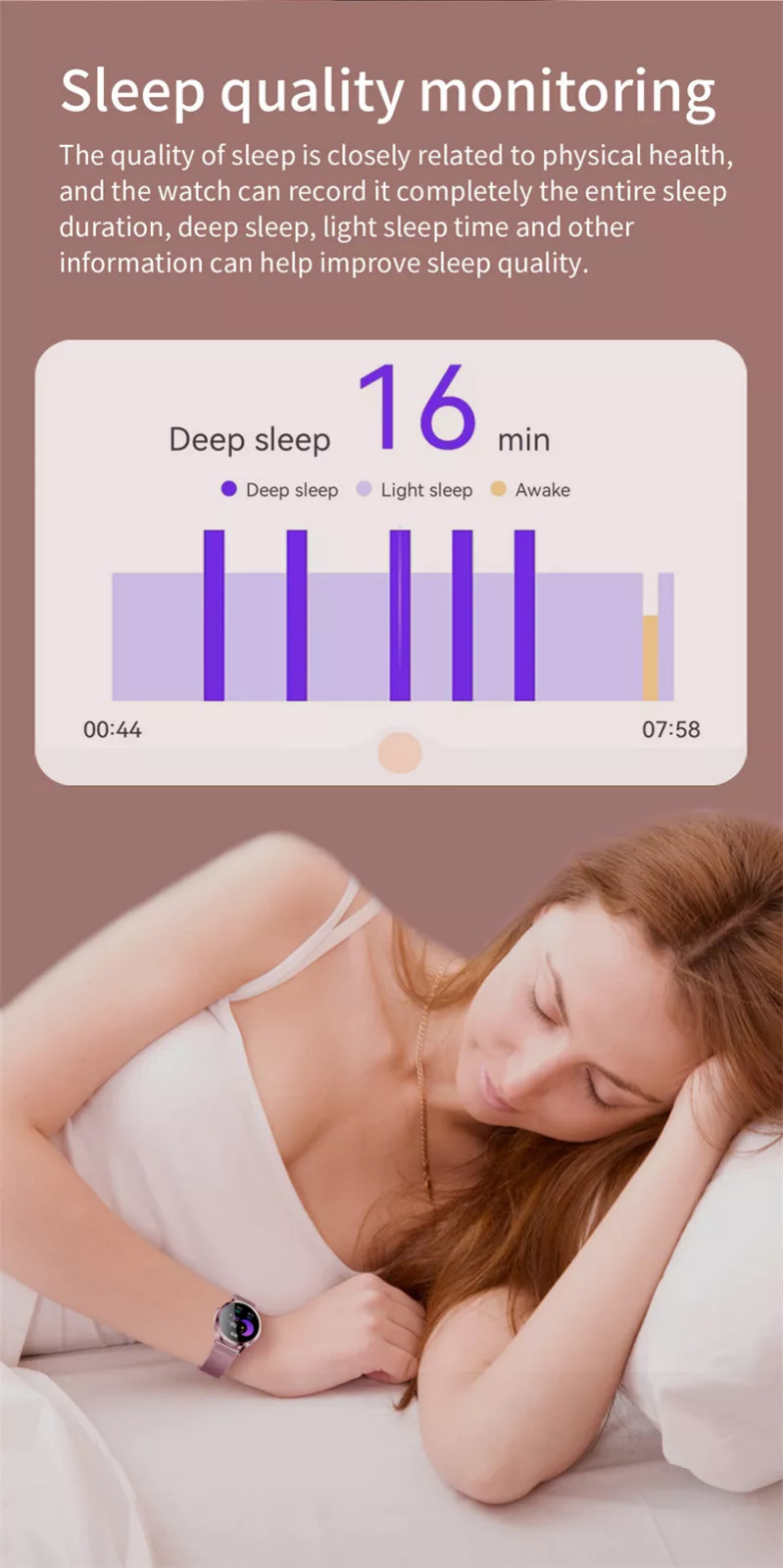 Women Fashion Smart Watch Heart Rate Blood Pressure Sleep Monitor-New