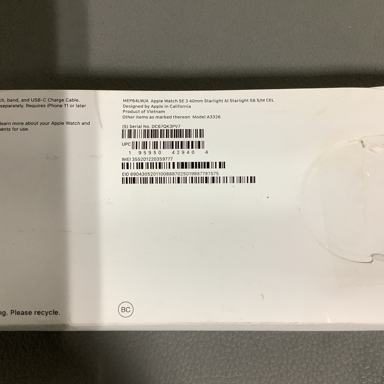 Apple Watch SE 3 40MM Starlight Aluminum(GPS+Cellular)- (DC67QK3PV7)