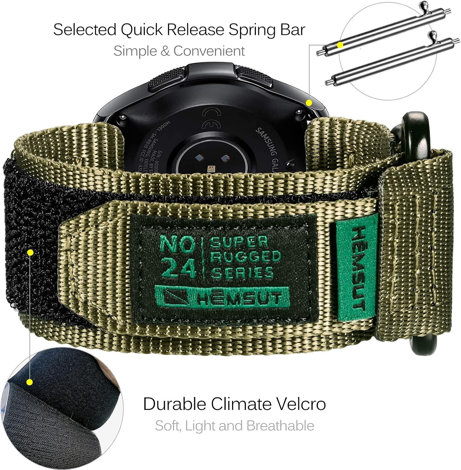 Quick Release Nylon Strap for Samsung Galaxy Watch 7/6/5 Pro/4/3, Amazfit GTR 3/