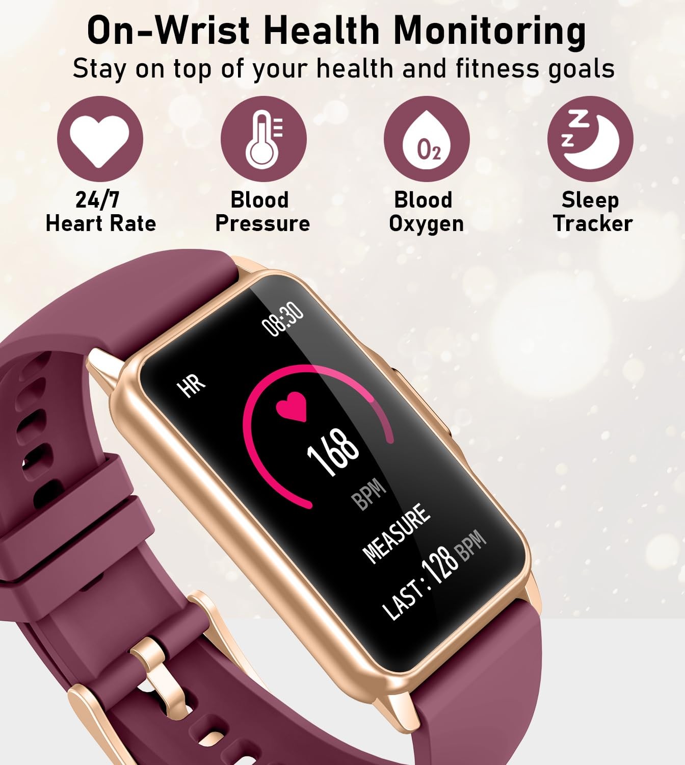 Smart Watch Health Fitness Tracker with 24/7 Heart Rate, Blood Oxygen Blood Pres