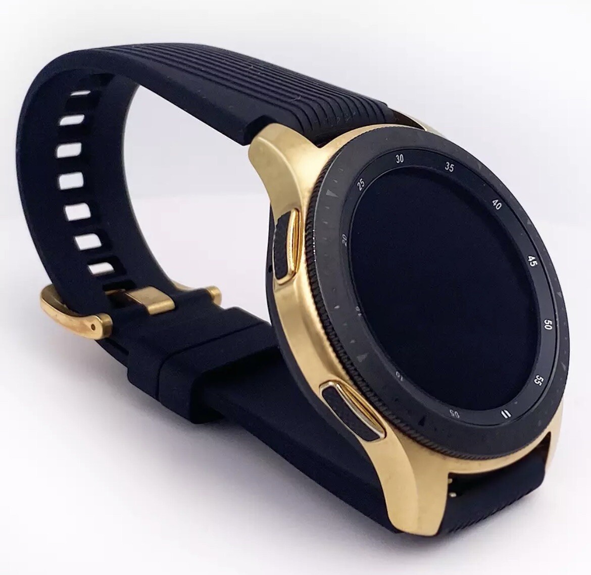 18K Gold Plated 46MM Samsung Galaxy Watch with Black Band – Bluetooth
