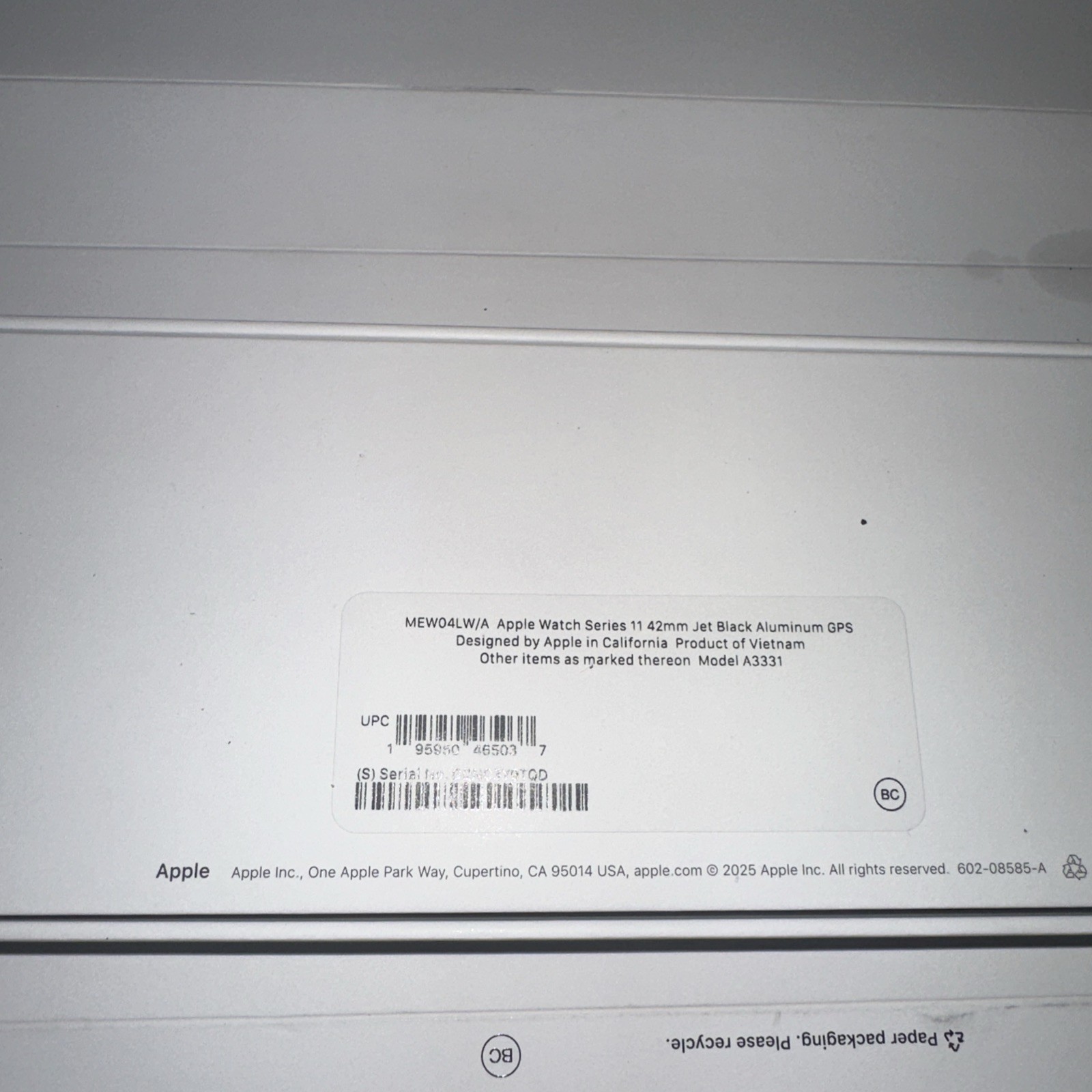 Apple Watch Series 11 42mm Jet Black Aluminum A3331 MEW04LW/A NO BAND