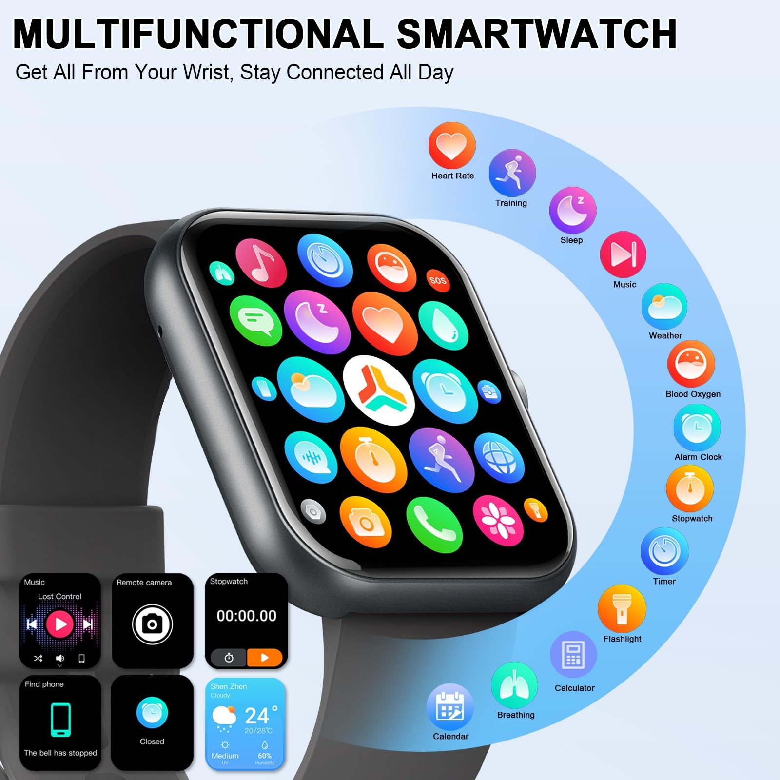 New Smart Watch Answer/Make Calls, 1.96″ HD Smartatch for Men Women , 113+ Sport