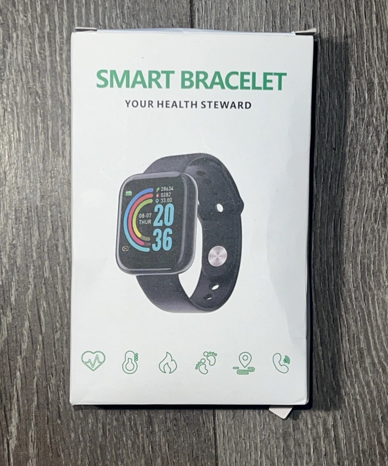 SMART BRACELET/WATCH, Health Steward, Steps Counter, Heart Rate, Charge W/USB