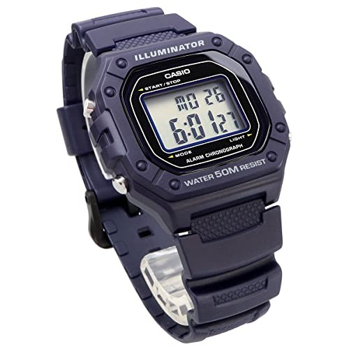 Casio Standard Digital Watch W-218H-2AV Navy Unisex Stopwatch Alarm LED