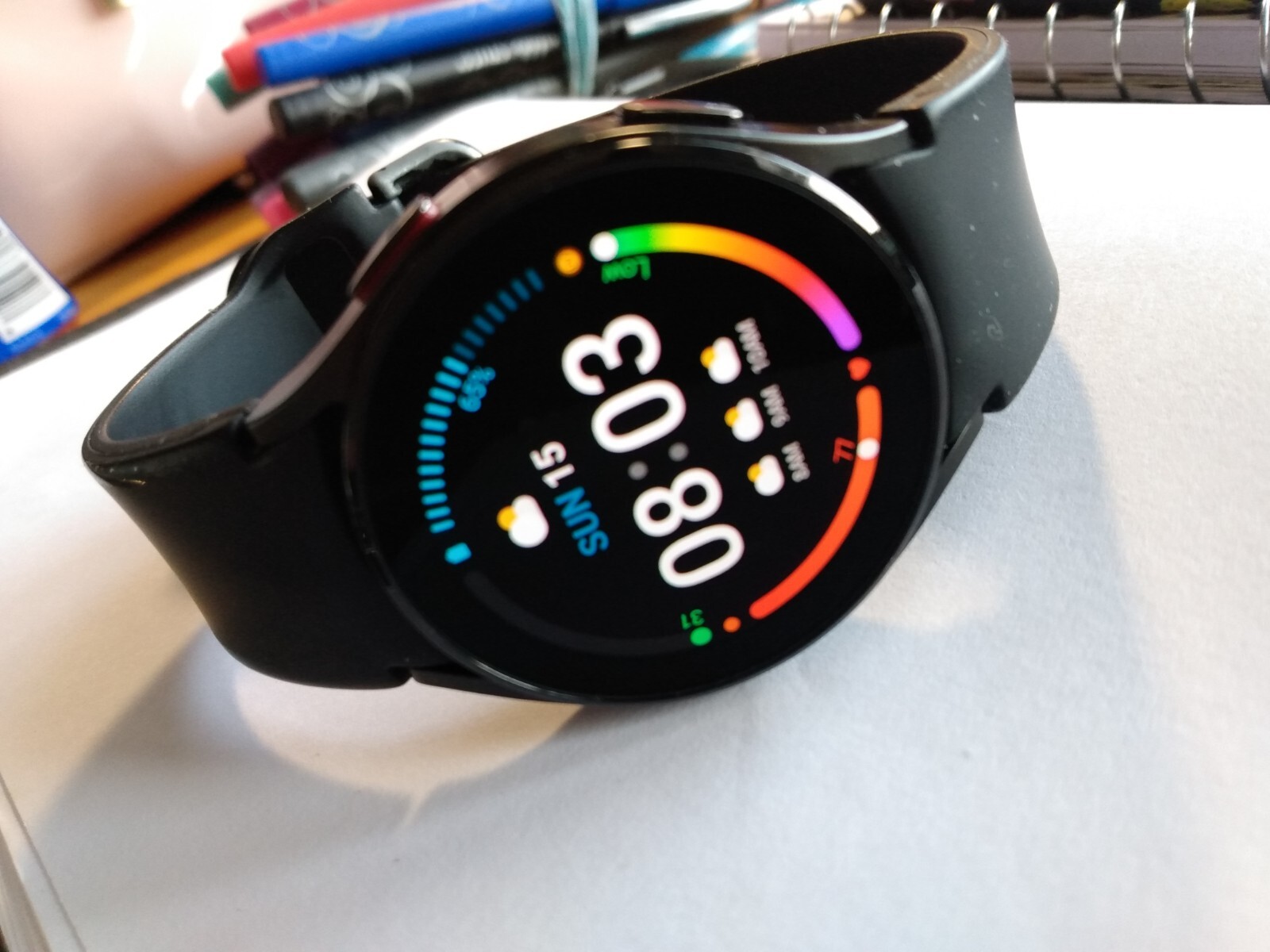 Samsung Galaxy Watch4 44mm Black Aluminum Case with Balck Sports Silicone…