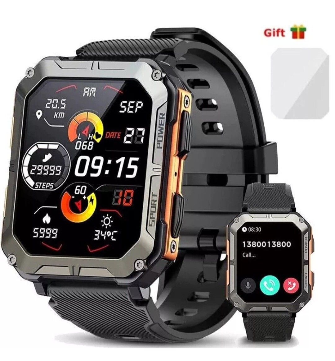 Military Smart Watch for Men(Answer/Make Calls) Rugged Tactical Fitness Tracker.