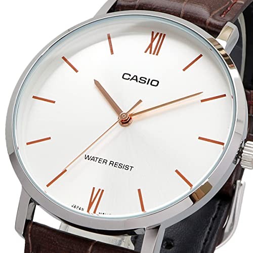 Casio Men’s Quartz Watch MTP-VT01L-7B2 Silver Dial Brown Leather Band