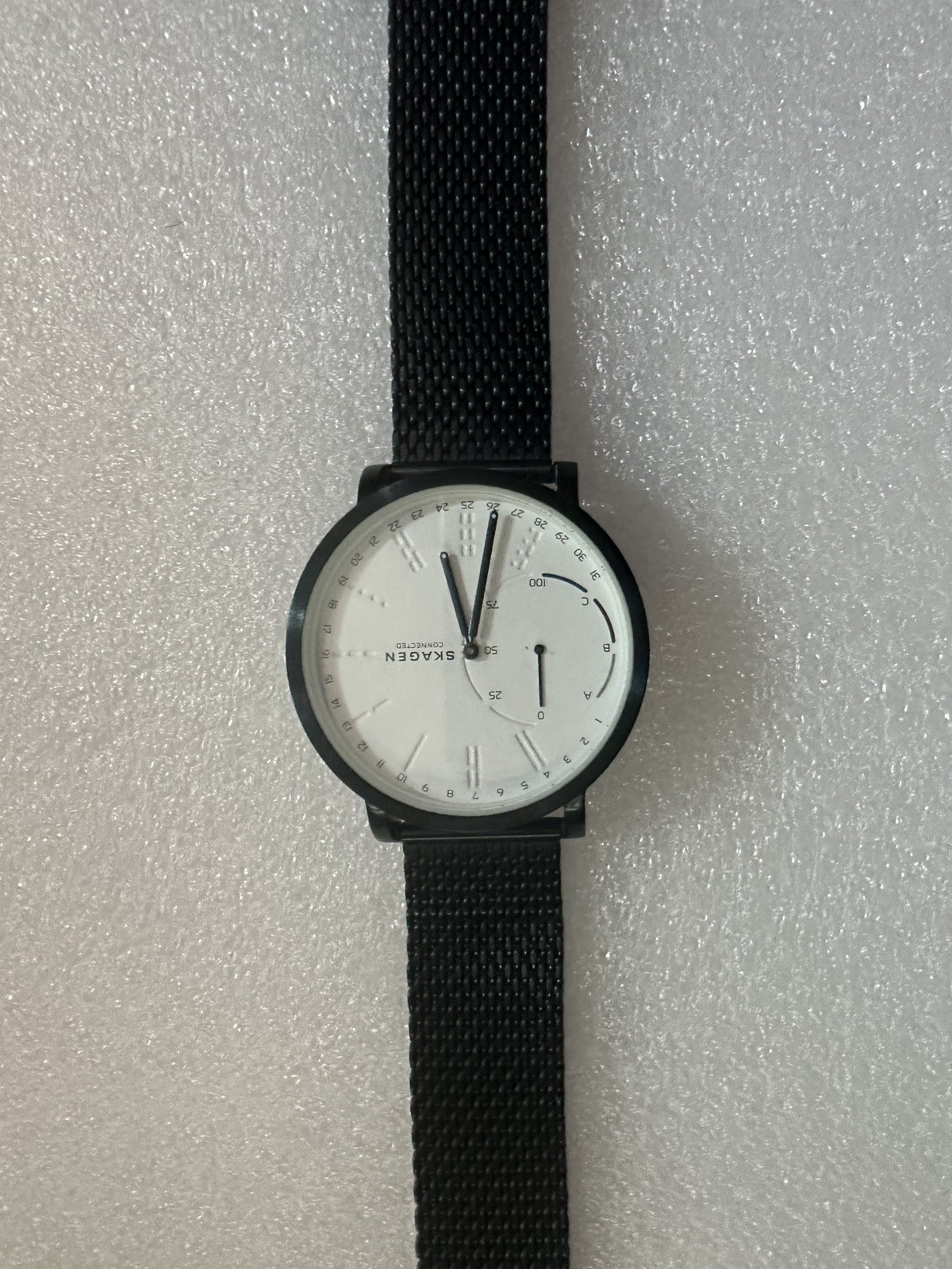 Skagen Men’s Hagen Connected Hybrid Smartwatch Black Steel Mesh White Dial NDW2A