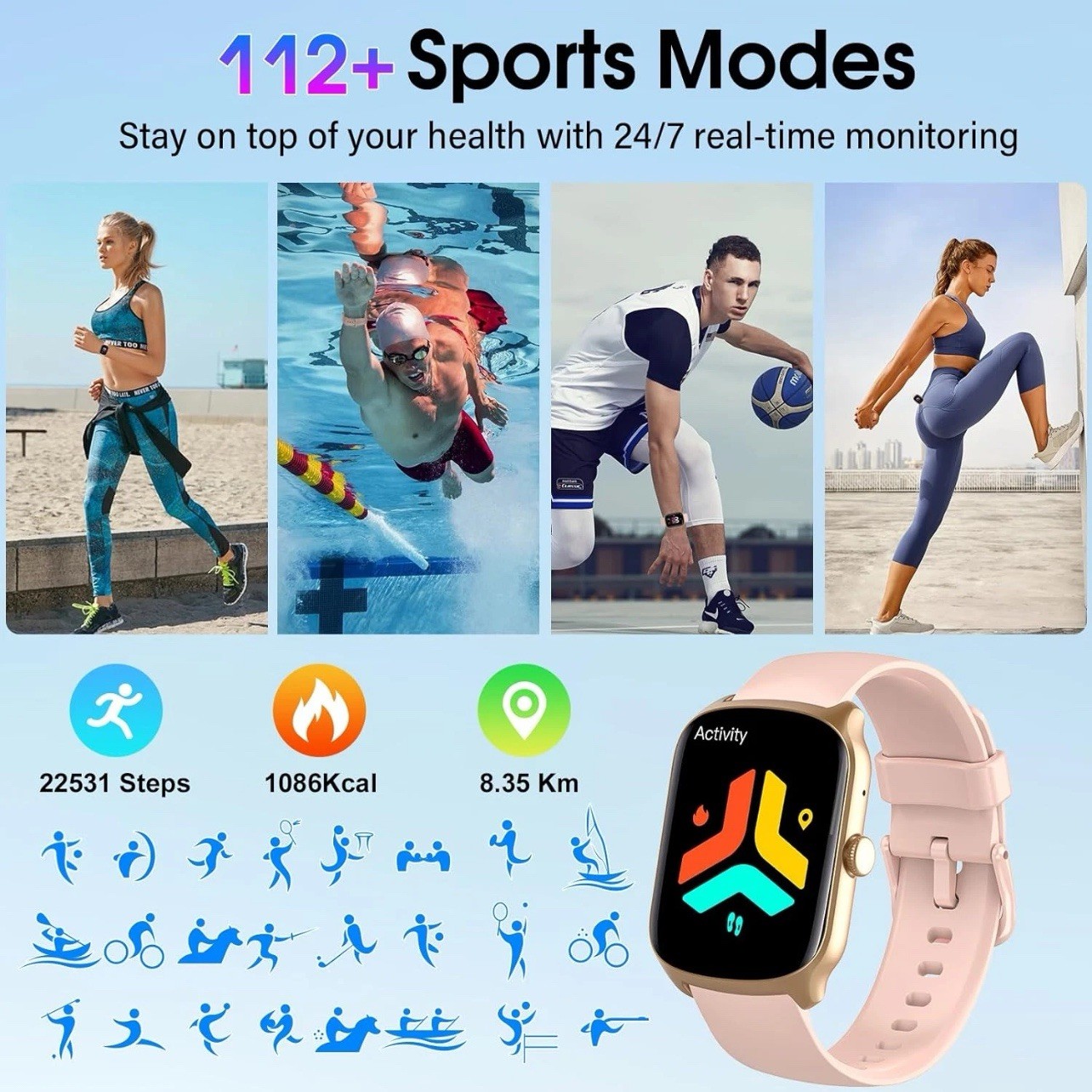 Smart Watch for Men Women, 1.95″HD Curved Screen Smartwatch (Dial/Answer Calls👑