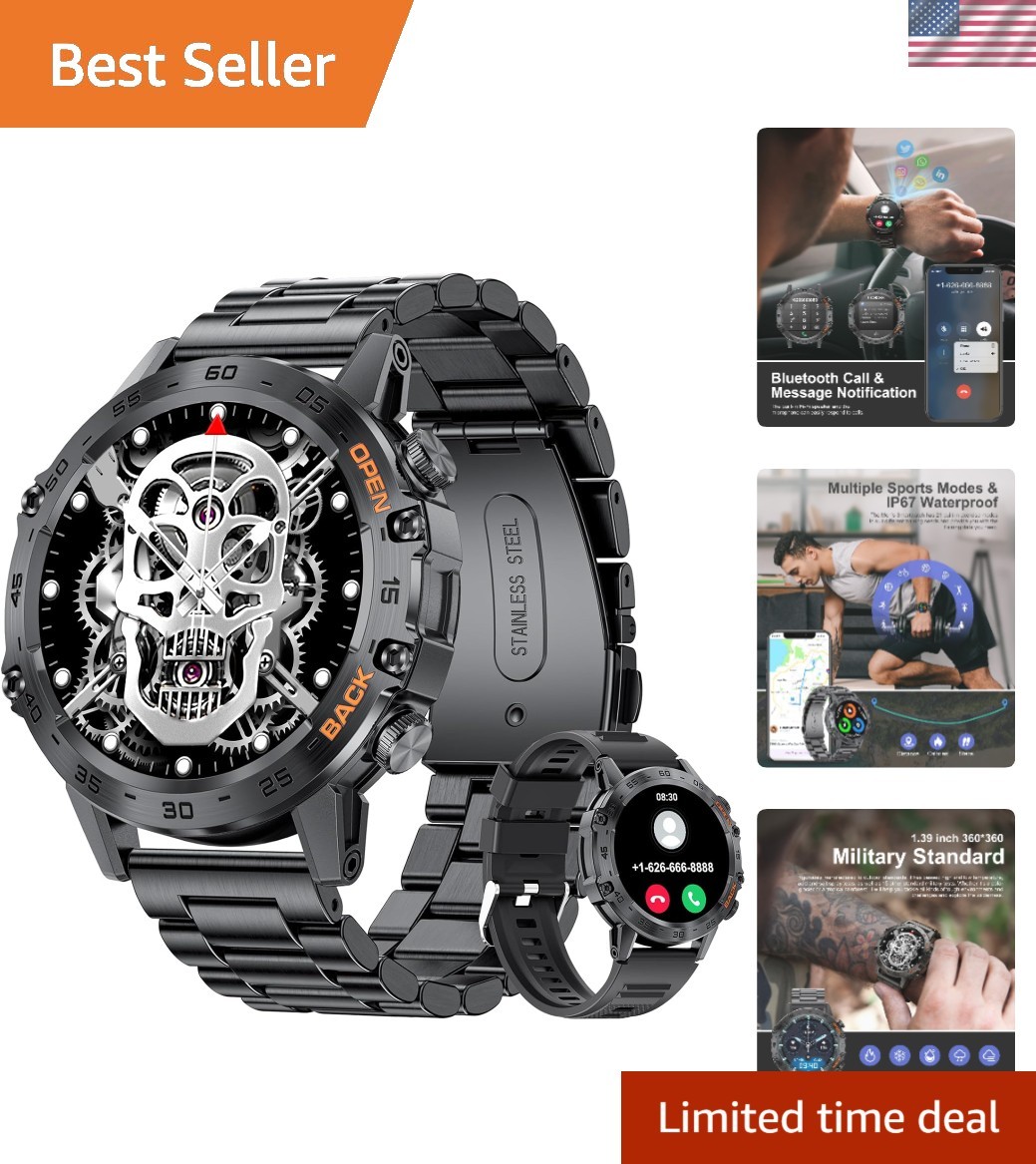 Military Smart Watch for MenAnswer/Dial Calls,100 Sports Modes, 5ATM Waterpro…