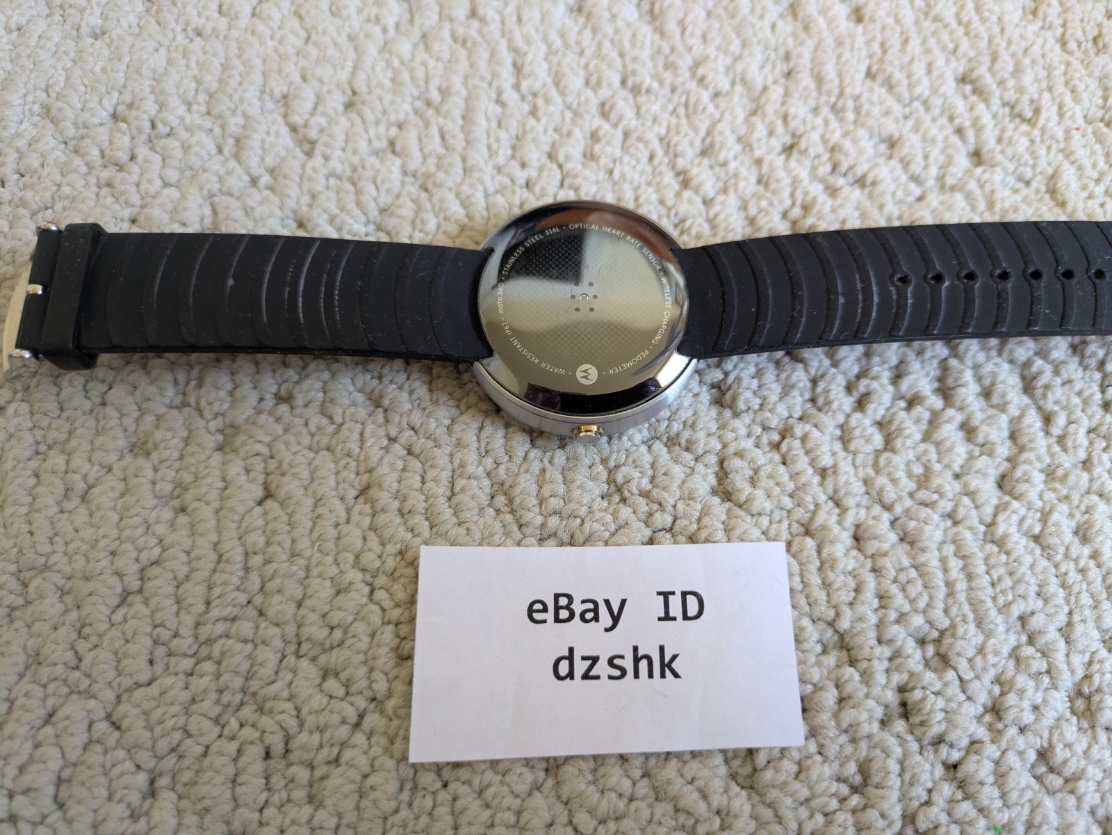 FOR PARTS OR REPAIR Motorola Moto 360 Smartwatch 1st Gen Black & Charging Cradle