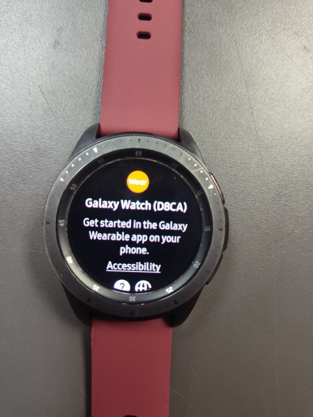 Samsung Galaxy Watch SM-R810 42mm Midnight Black Case Classic Buckle Maroon