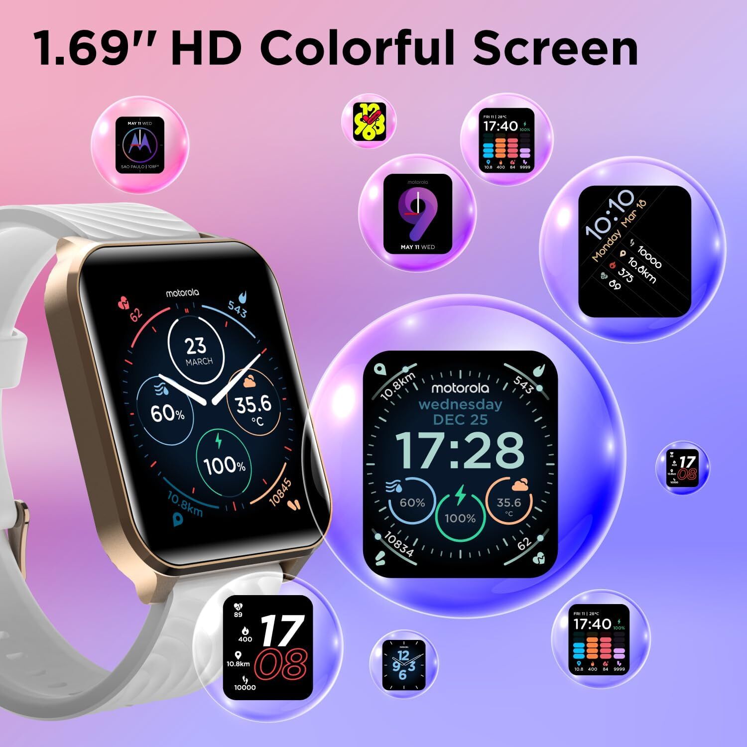 Motorola Moto 70 Health and Fitness Bluetooth Smartwatch Rose Gold – Watch Only