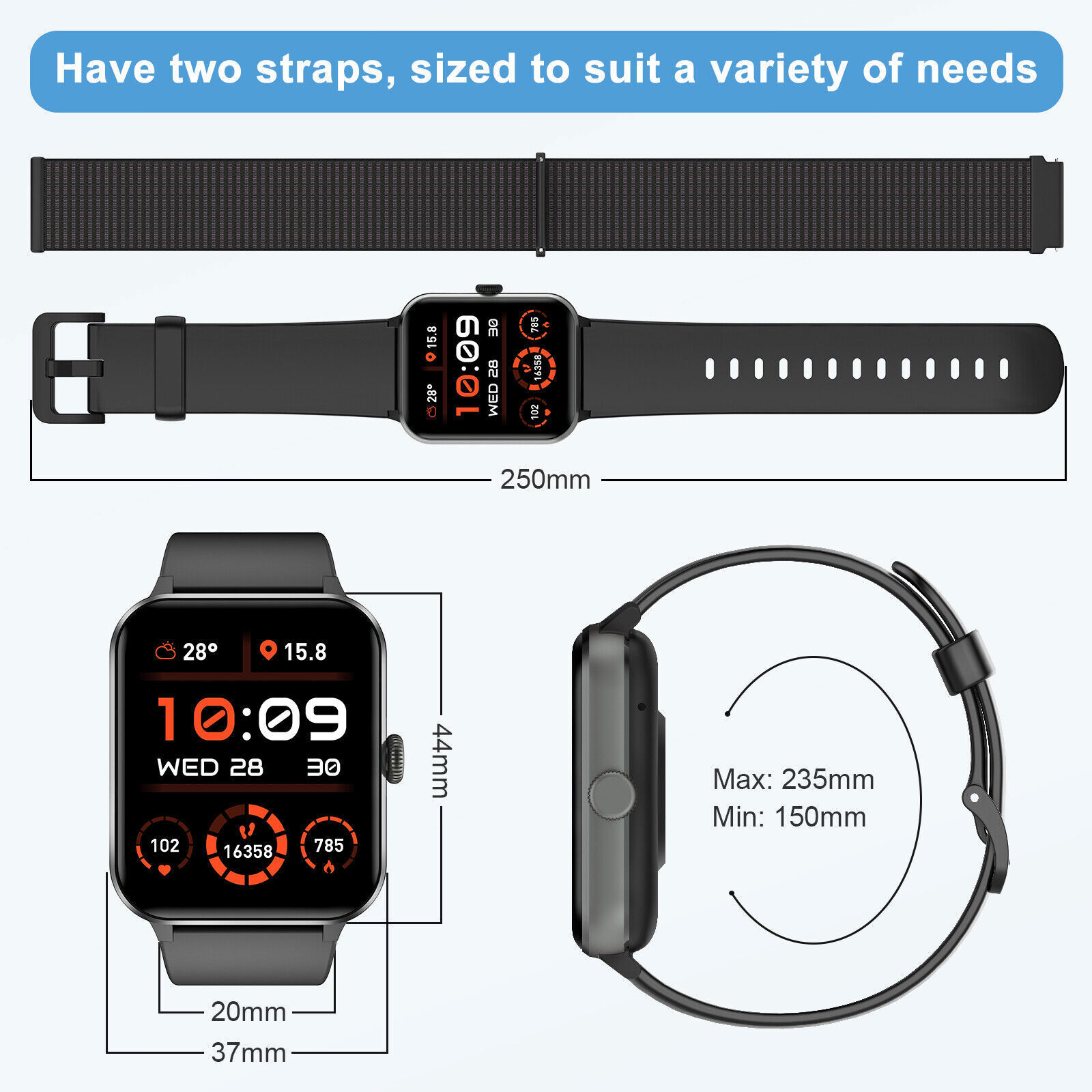 2026 Smart Watch For Men/Women, Waterproof Smartwatch Bluetooth iPhone Samsung
