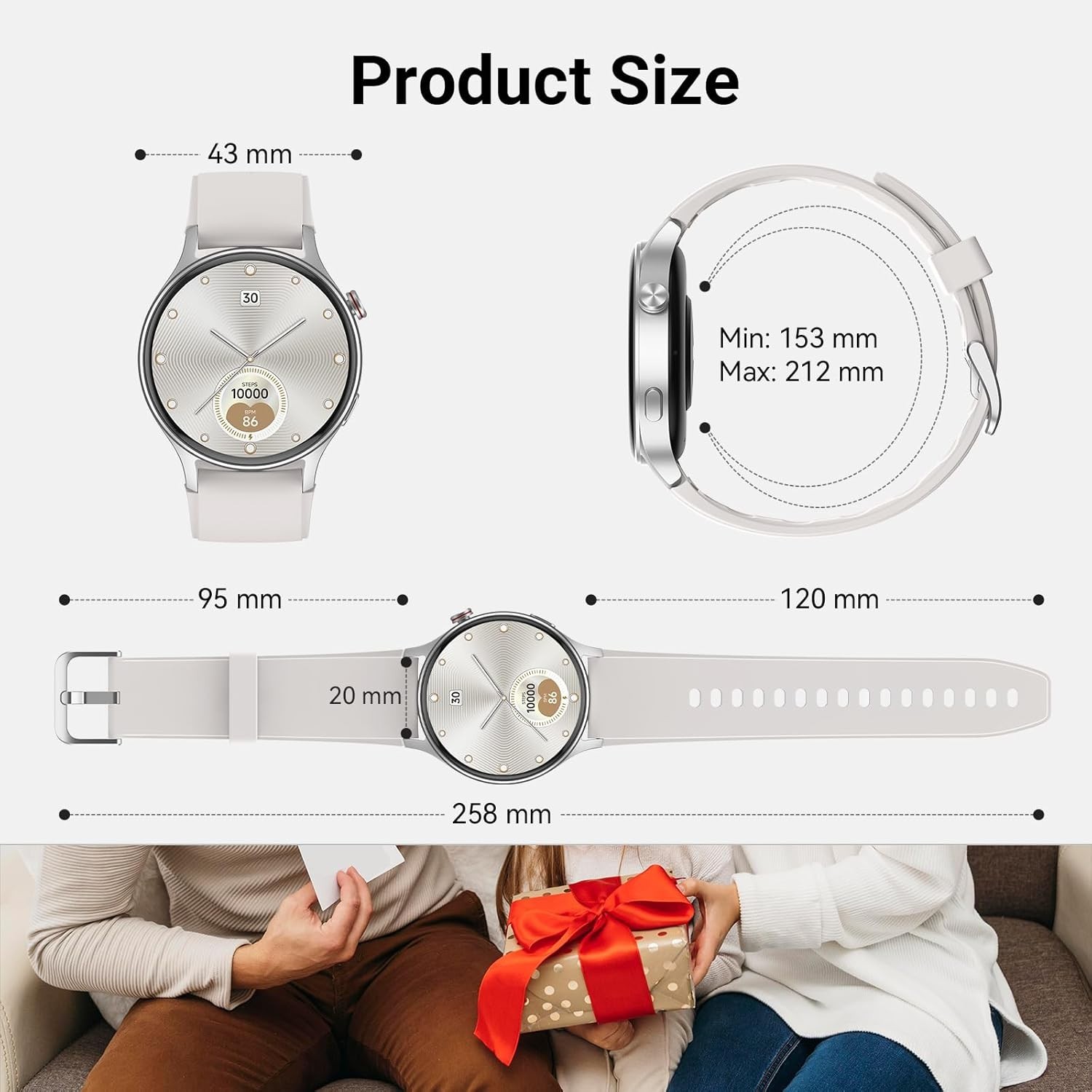 Fitpolo Smart Watch for Men Women,1.3″ AMOLED Touchscreen Fitness Tracker