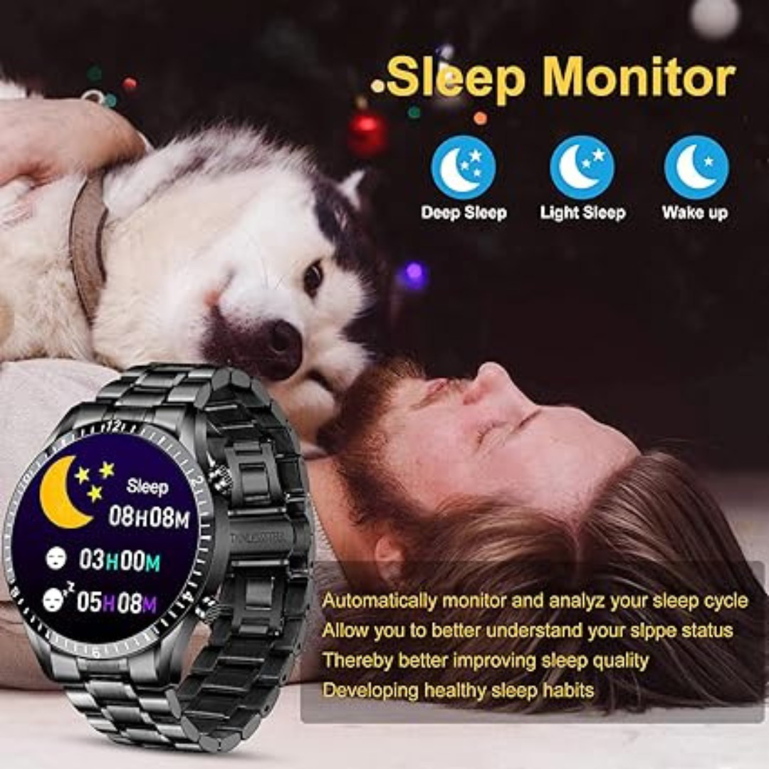 📱 Smartwatch: Calls, Heart Rate, Sleep Monitor – 1.3″ Touch, IP67