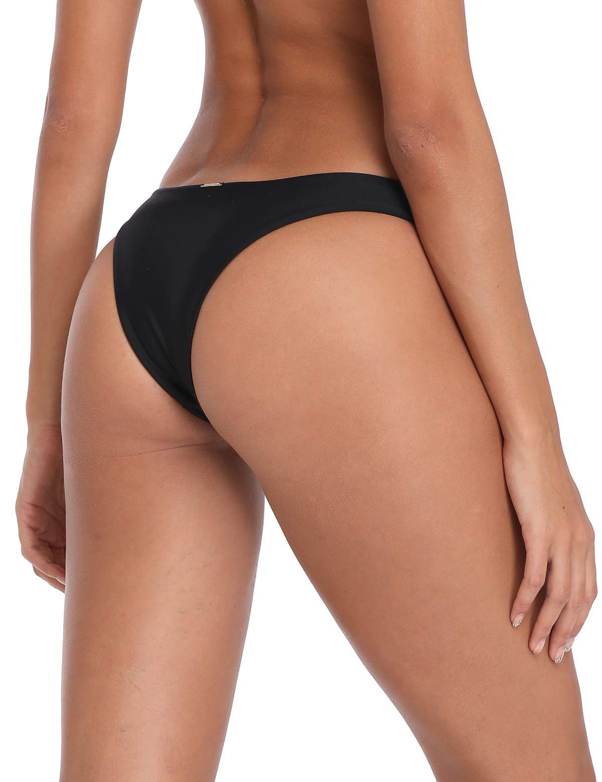 Women’s Black Super Cheeky Brazilian Cut Bikini Bottom Size Medium
