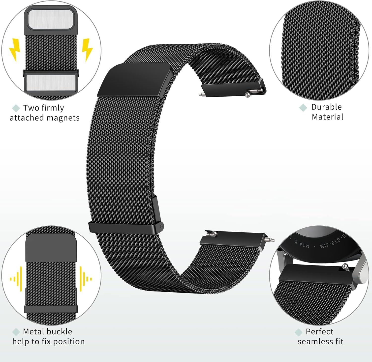 20mm 22mm Stainless Steel Mesh Strap Compatible with Quick Release Watches