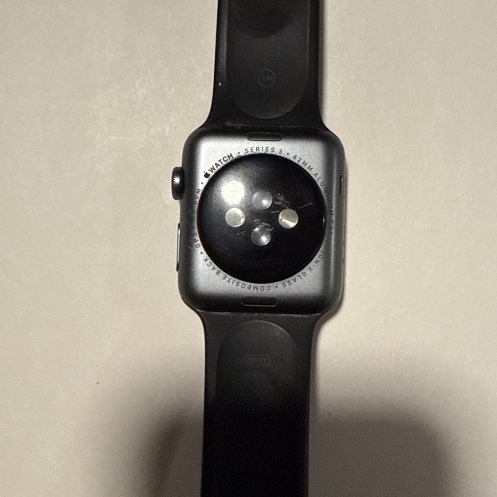 Apple Watch Series 3 42mm Space Gray Aluminum A1859 Gen 3 (GPS) Black Sport Band