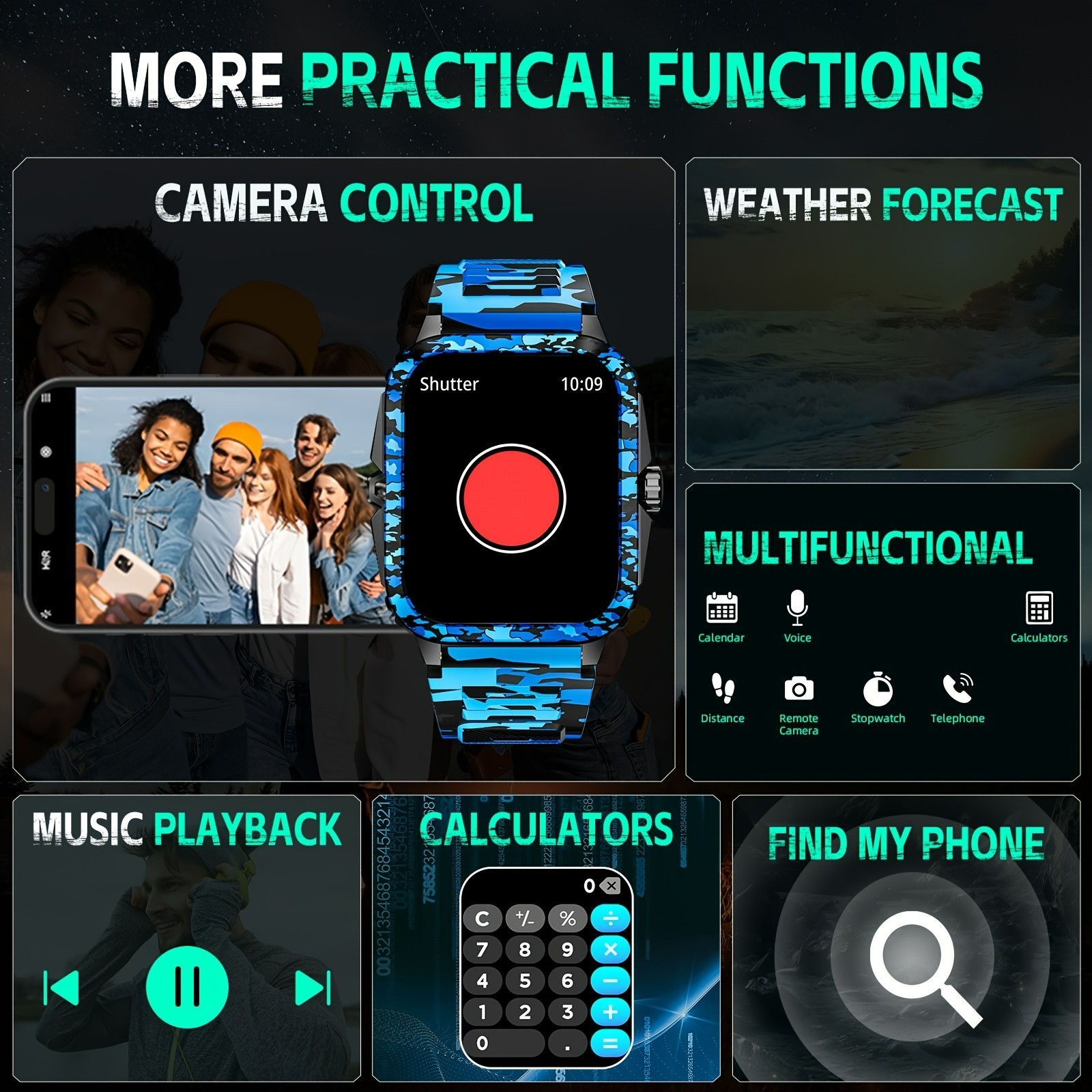 Smart Watch 1.96″ Bluetooth 5.3 Fitness 3ATM Waterproof USB for iPhone ANDROID