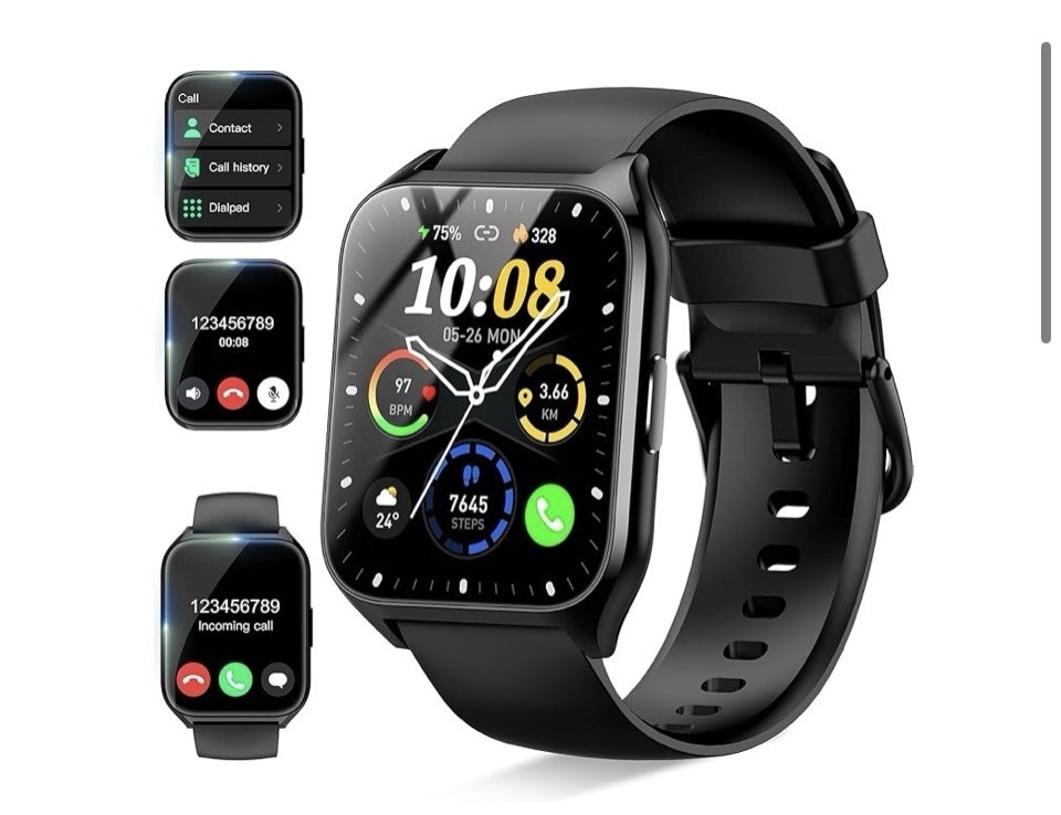 1.85in Touchscreen Smart Watch Bluetooth IP68 Waterproof Silicone Band