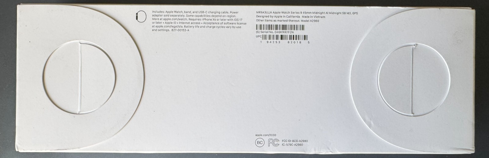 Apple Watch Series 9 45mm Aluminum Case with M/L Sport Band – Midnight (GPS)…