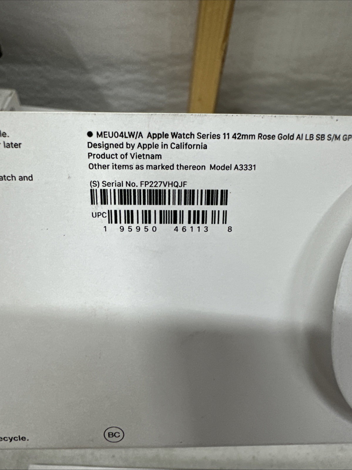 Apple Watch Series 11 GPS 42mm Rose Gold w Light Blush Band S/M 2025 $349 Sealed