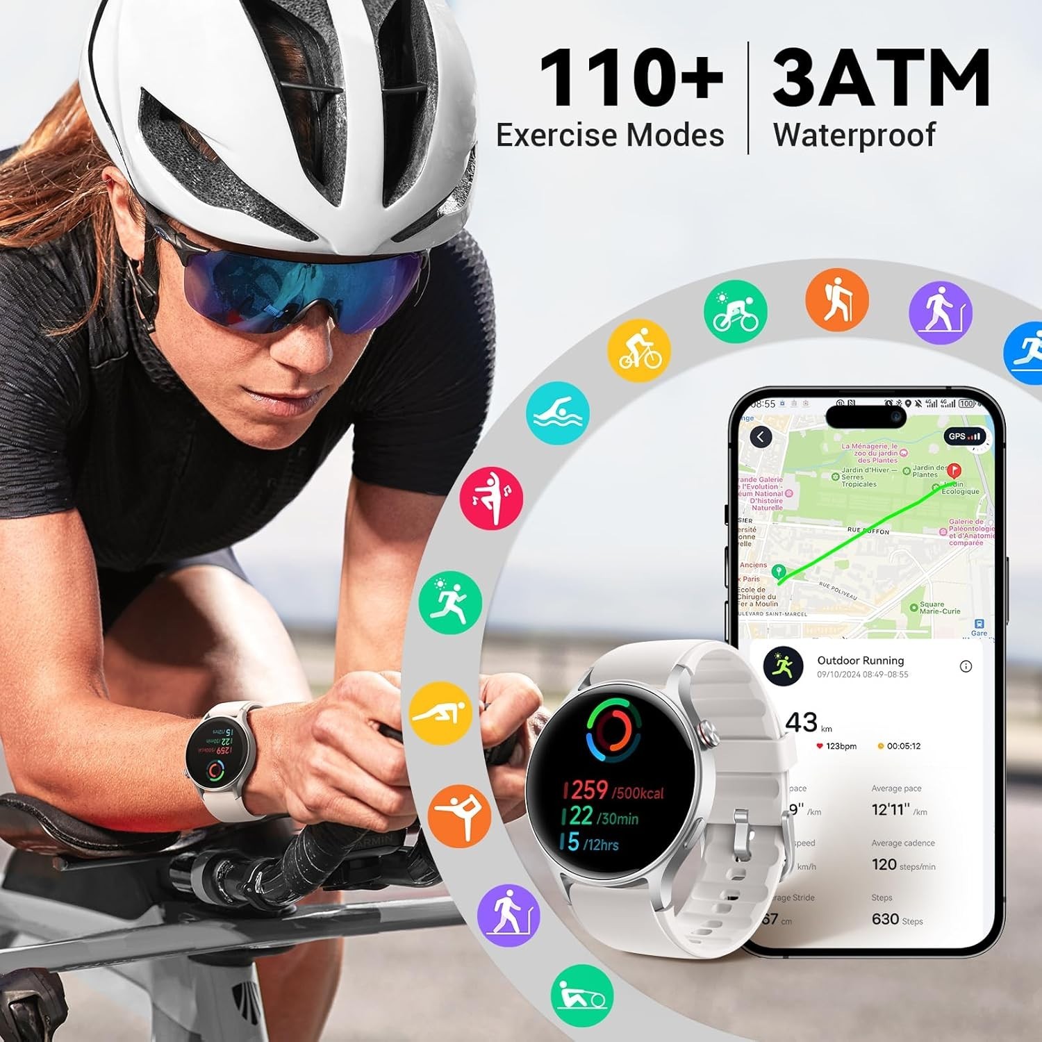 Fitpolo Smart Watch for Men Women,1.3″ AMOLED Touchscreen Fitness Tracker