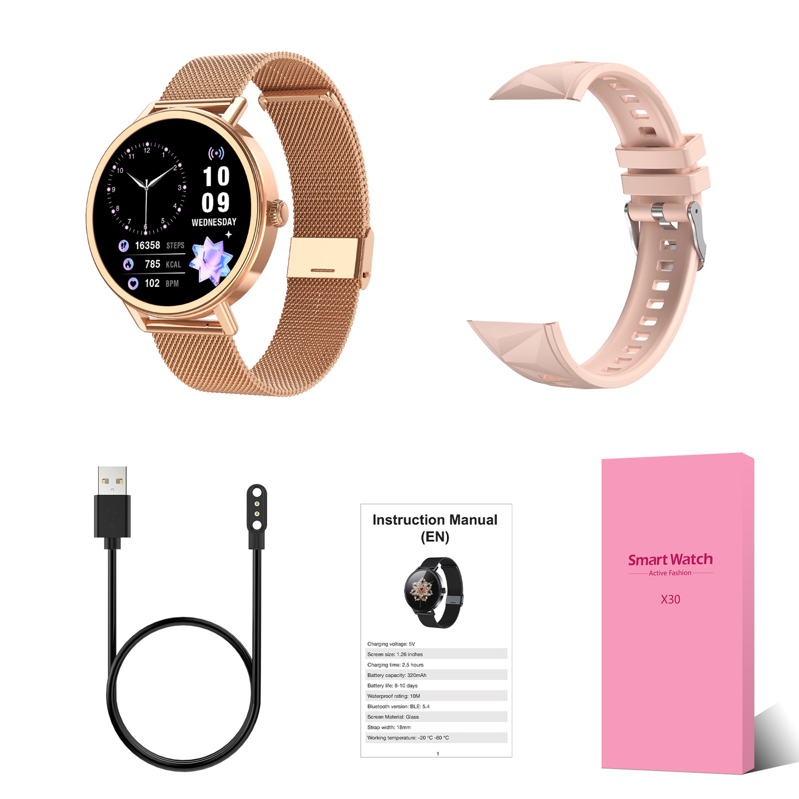 Smart Watch for Women Fitness Tracker Bluetooth Call Heart Rate IP68 Waterproof