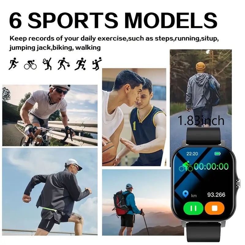 New Smartwatch phone answering/calling multi-sport mode message reminder view su