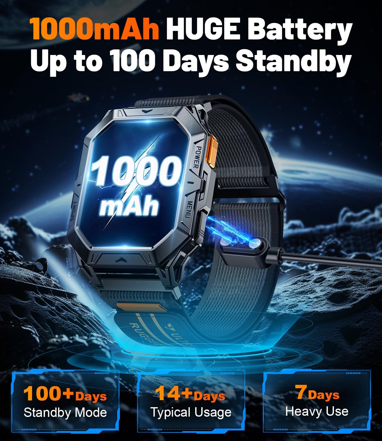Lige Military Smart Watches For Menanswer/Make Calls100-Day Battery Life2.13