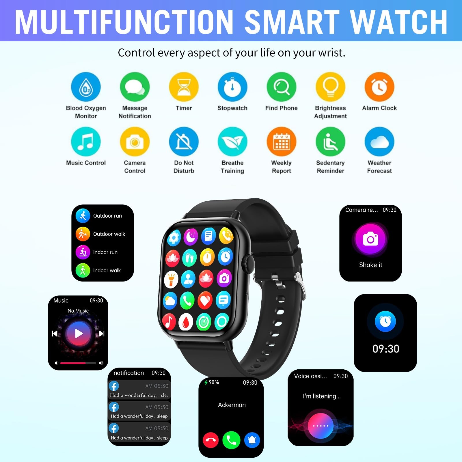 Smart Watches for Men Women (Answer/Make ), 2.01″ HD Screen Fitness Tracker W…