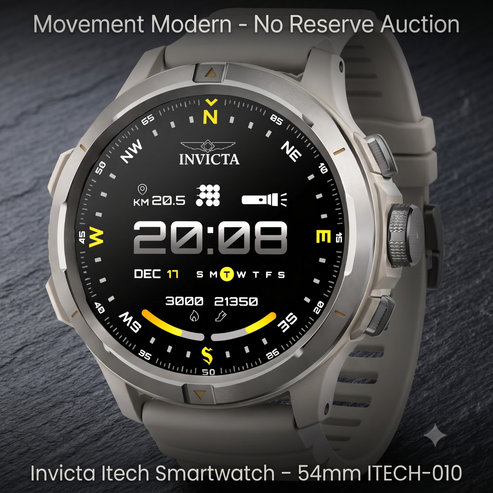 Invicta ITECH-010 I-Tech Smartwatch – 54mm White AMOLED GPS – NIB