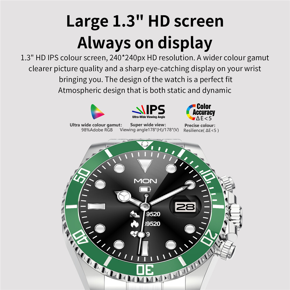 Men Smart Watch Business Luxury Wristwatch Bluetooth Stainless Steel Smartwatch