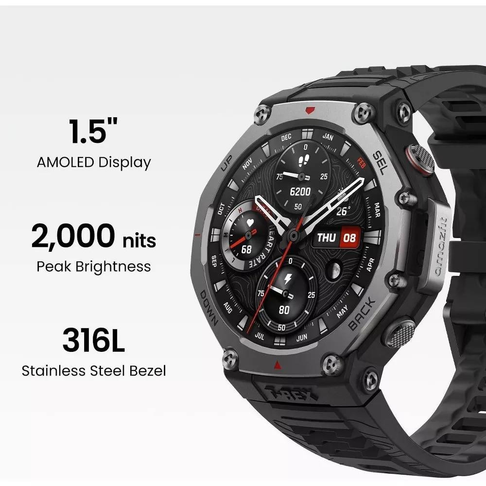 Amazfit T-Rex 3 Smartwatch Onyx Black 1.5″ AMOLED Dual-Band GPS 10ATM Excellent
