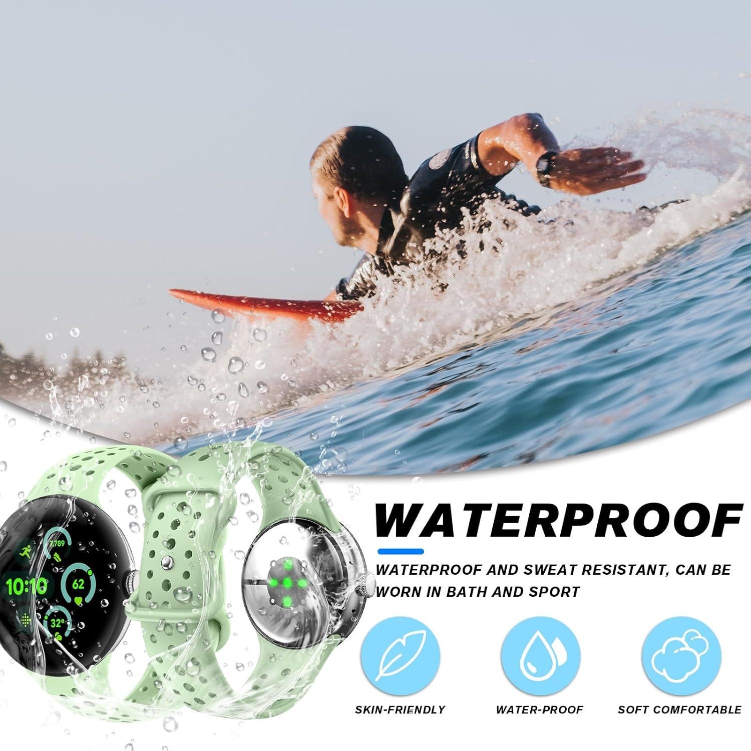 Breathable Soft Silicone Wristband for Google Pixel Watch 41mm 45mm – HAYONLIY