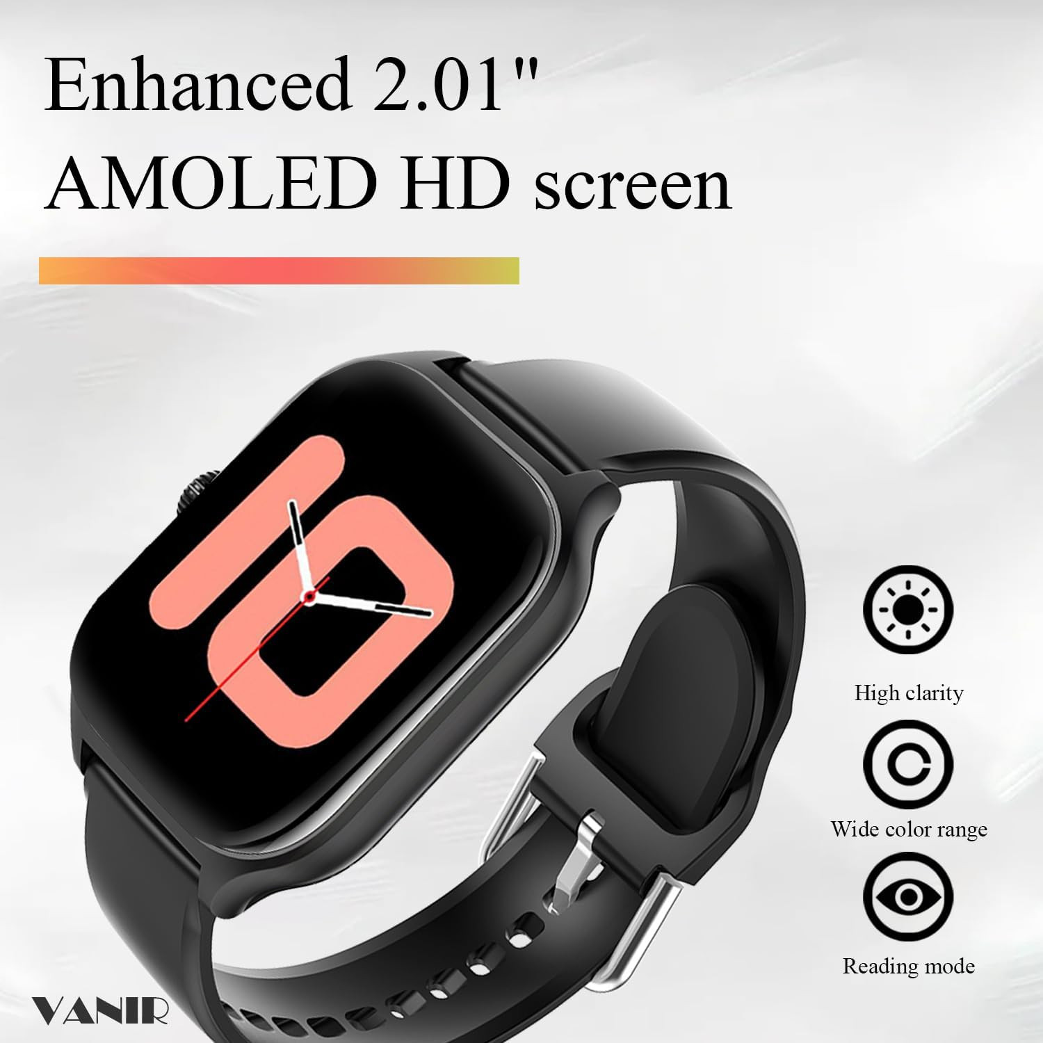 VANIR Smart Watch 2.01″ Large HD Display – Bluetooth Calling, Fitness Tracker, M