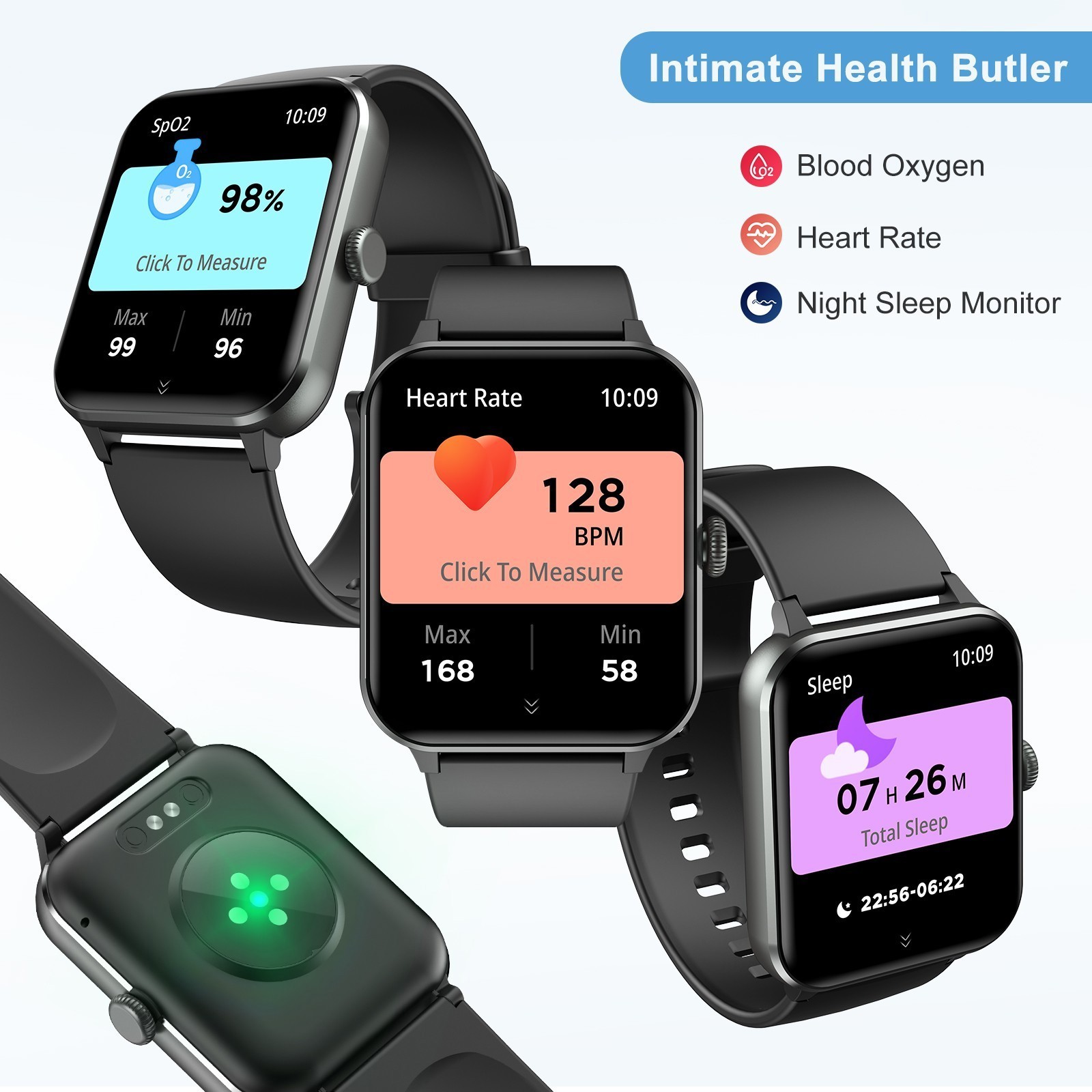 Black Smart Watch for Men Women(Answer/Make Call) with Heart Rate/Sleep Monitor