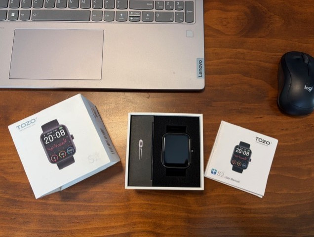 TOZO S2 40mm Black Case with Black Rubber Strap (Bluetooth)