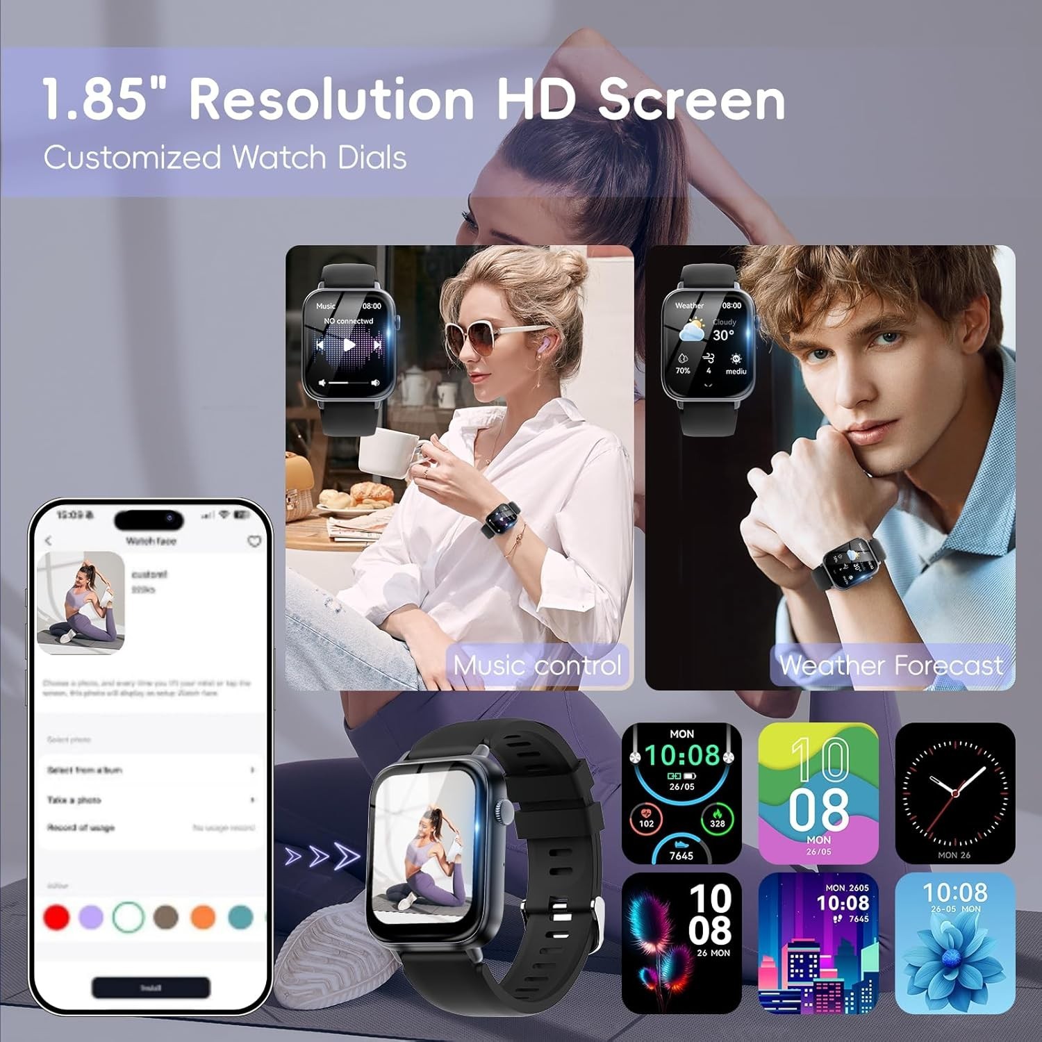 Rugged Smart Watch Bluetooth Heart Rate BP Sleep Monitor Sport Watch Waterproof