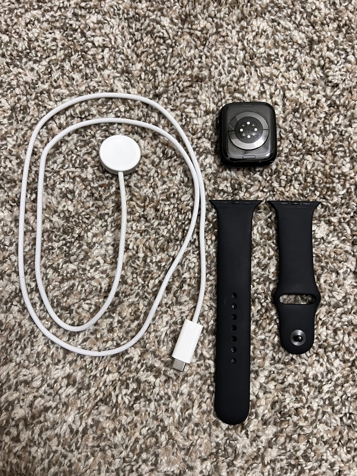 Apple Watch Series 7 GPS LTE 45mm A2477 Midnight Aluminum Case Black Sport Band