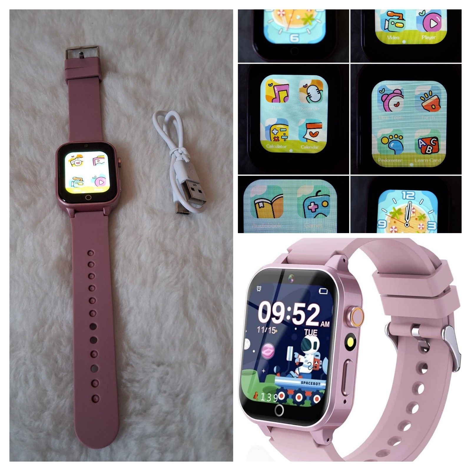 1.8″ Smart Watch for Kids: Alarm Pedometer Games Music Flash Light Camera Photos