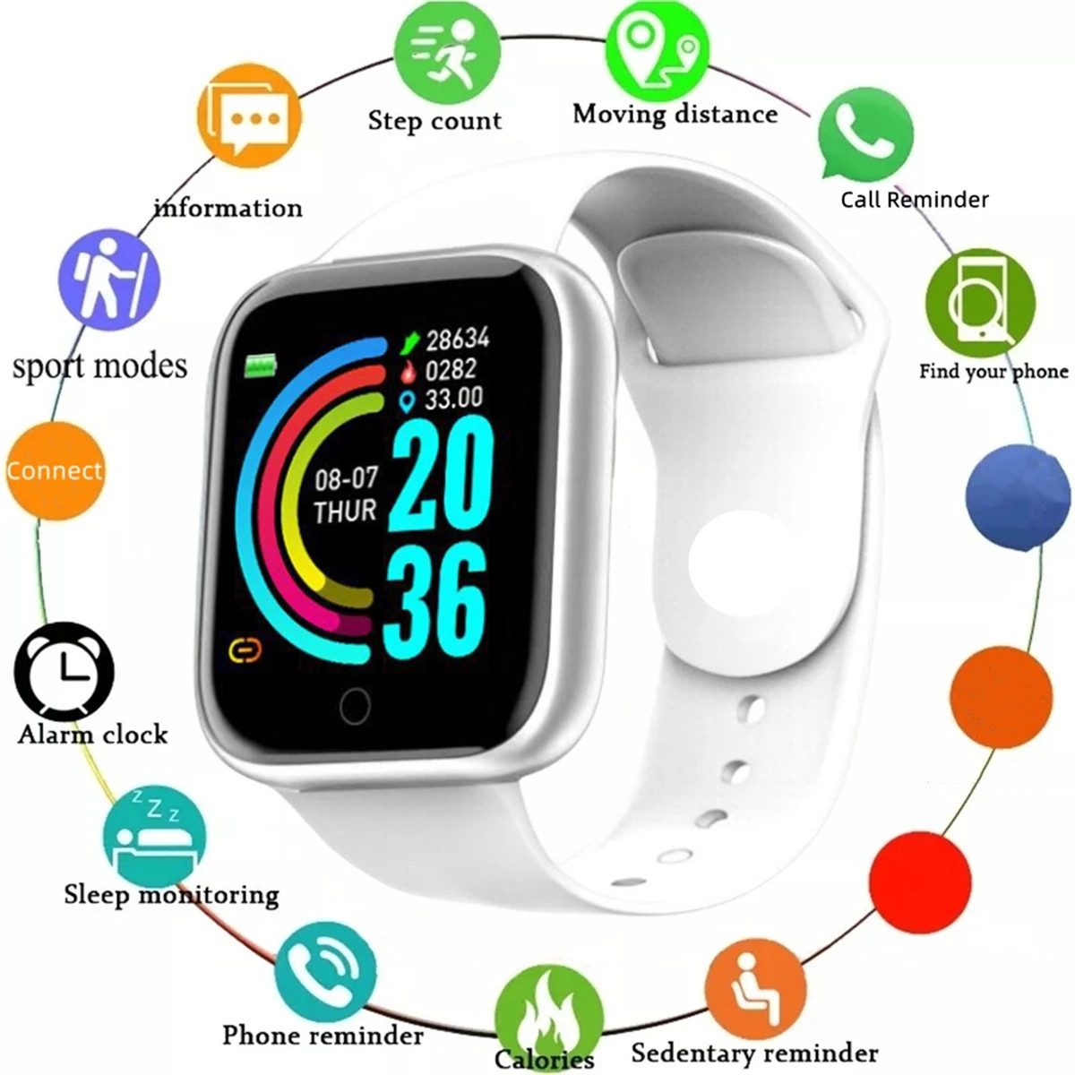 Smart Watch For Women Men Wristwatch Bluetooth Connected Phone Player Music