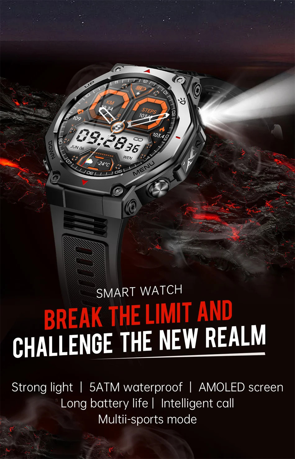 Military Smartwatch 1.43″ AMOLED GPS Bluetooth Call Waterproof Sports Watch