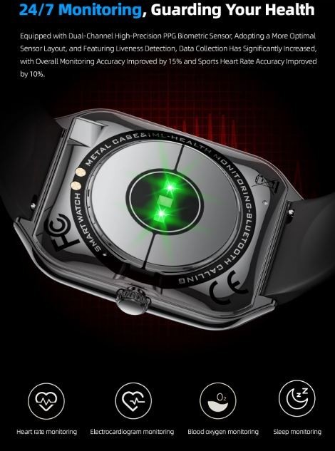Unisex AMOLED Smartwatch 1.96″ Ultra-thin Fitness Waterproof Global Shipping