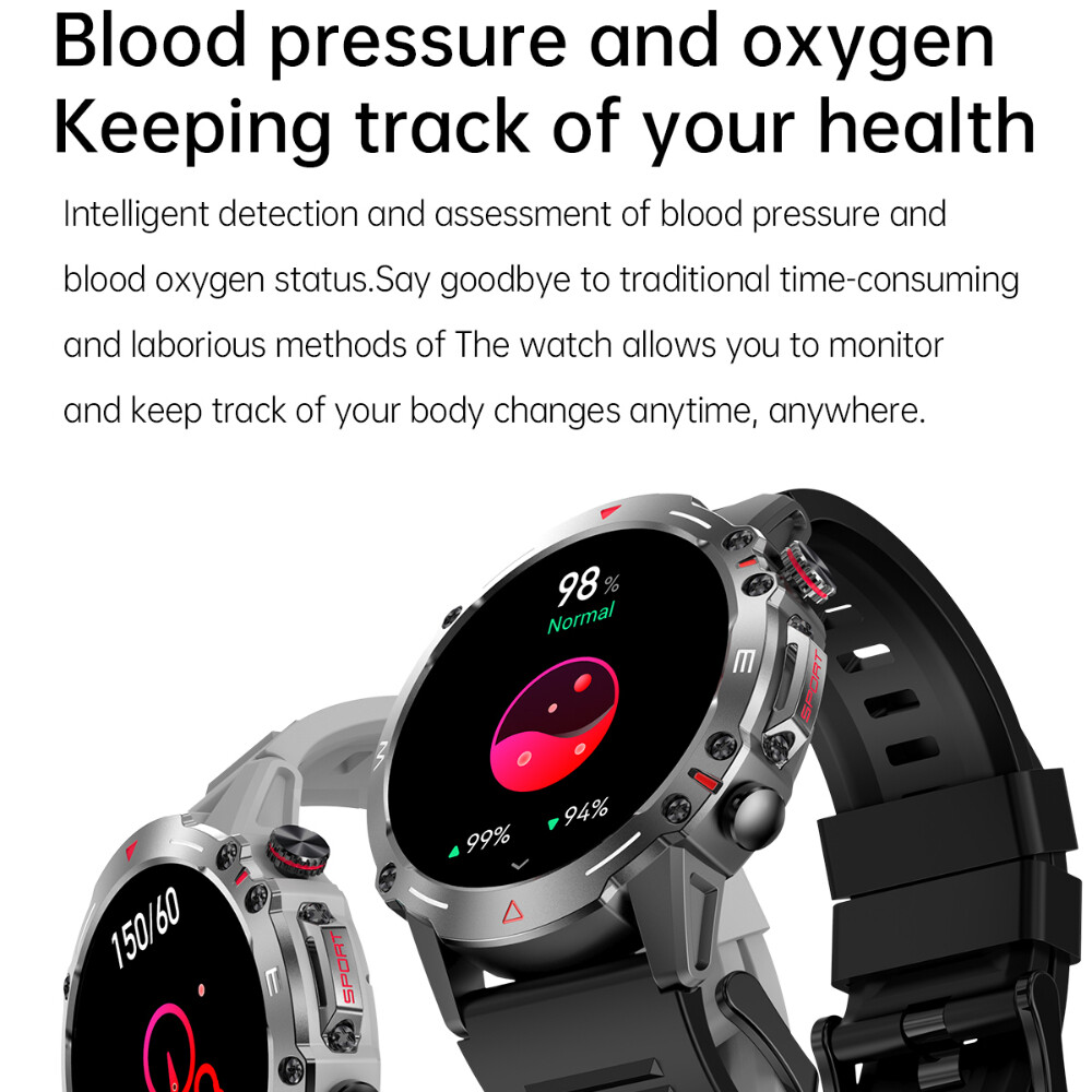 Military Smart Watch For Men’s (Call Receive/Dial) Rugged Sport Fitness Tracker