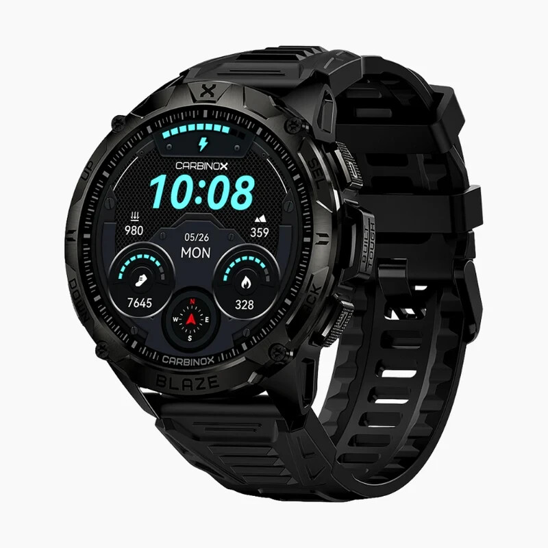 CARBINOX ” TITAN PRO ” Tactical Military Smartwatch IP69 Waterproof Black – NEW